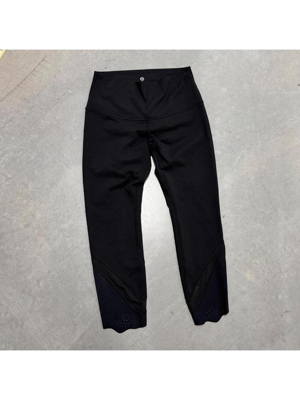 Lululemon Women’s Black High Rise Leggings – Size 6 – Perforated/Mesh Detail